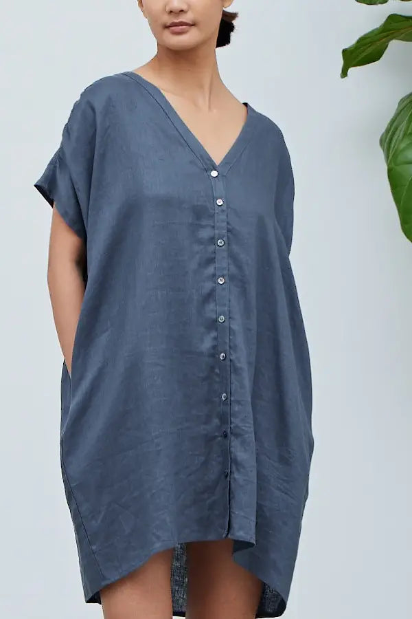 Boxy Linen Mini Dress