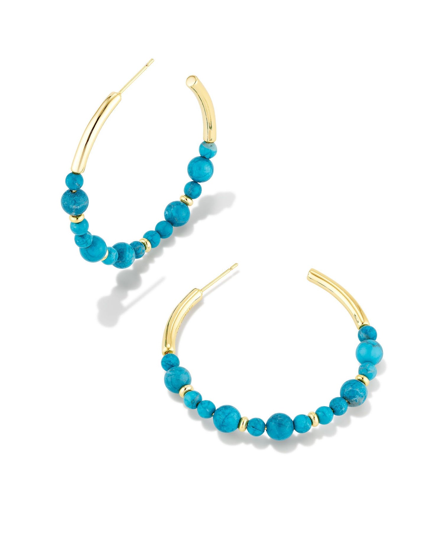 Jovie Beaded Hoop Earrings | Gold Dark Teal Magnesite