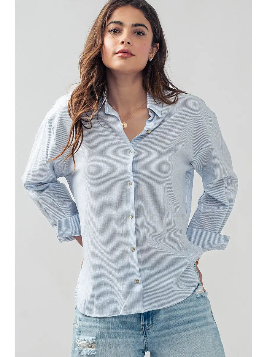 Lightweight Pinstripe Button Down Shirt