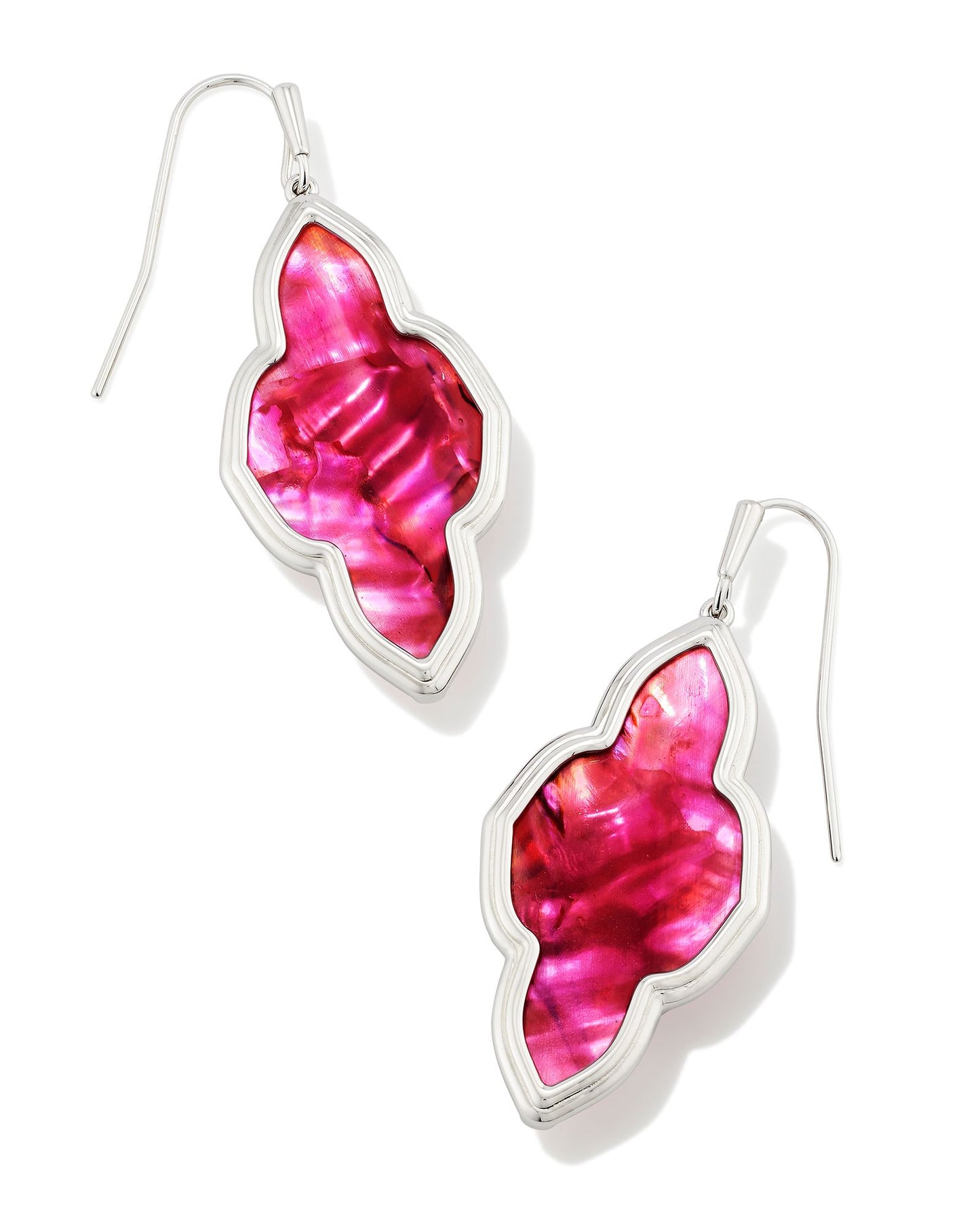 Framed Abbie Drop Earrings | Silver & Light Burgundy Illusion