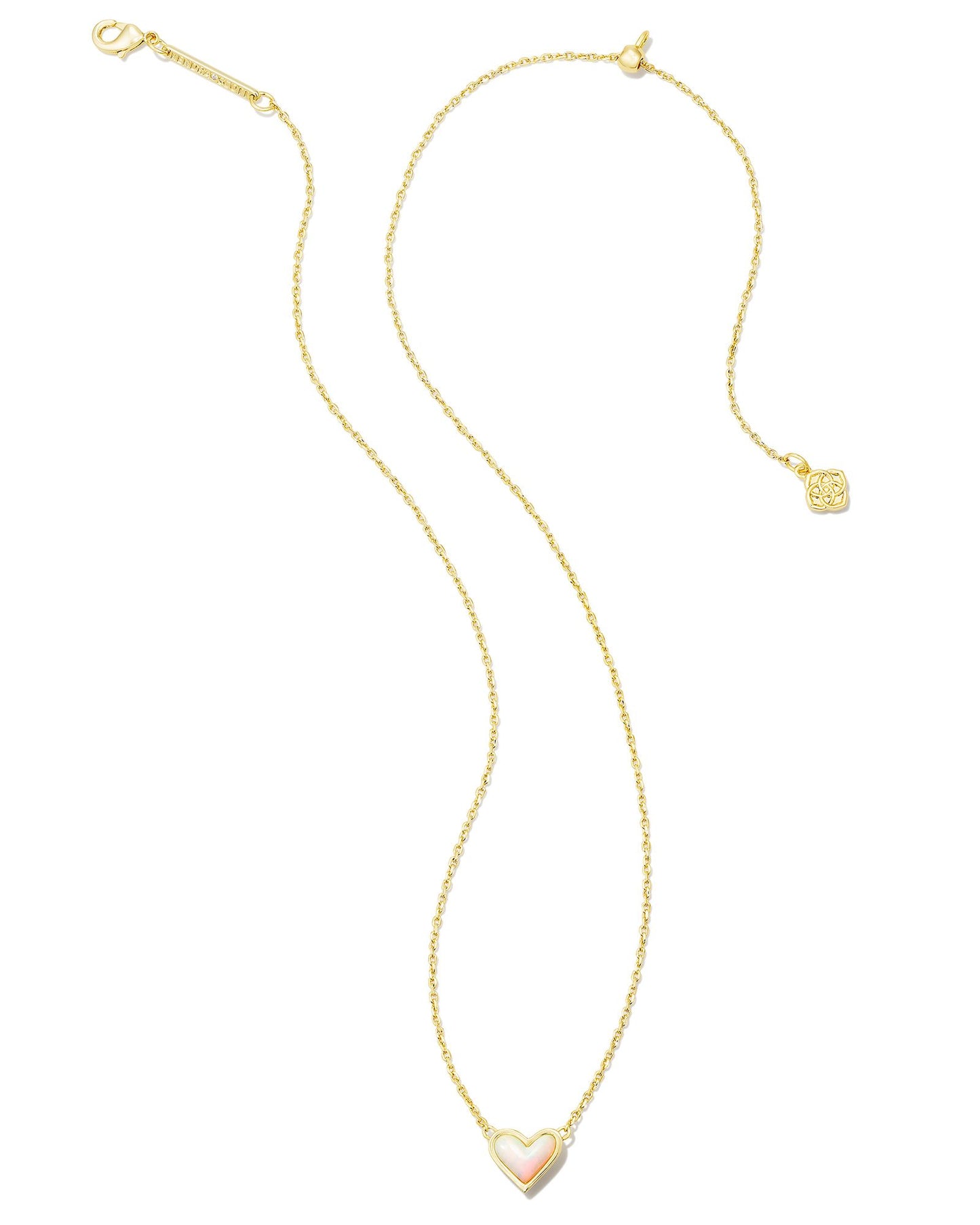 Framed Ari Heart Necklace | Gold White Opalescent Resin