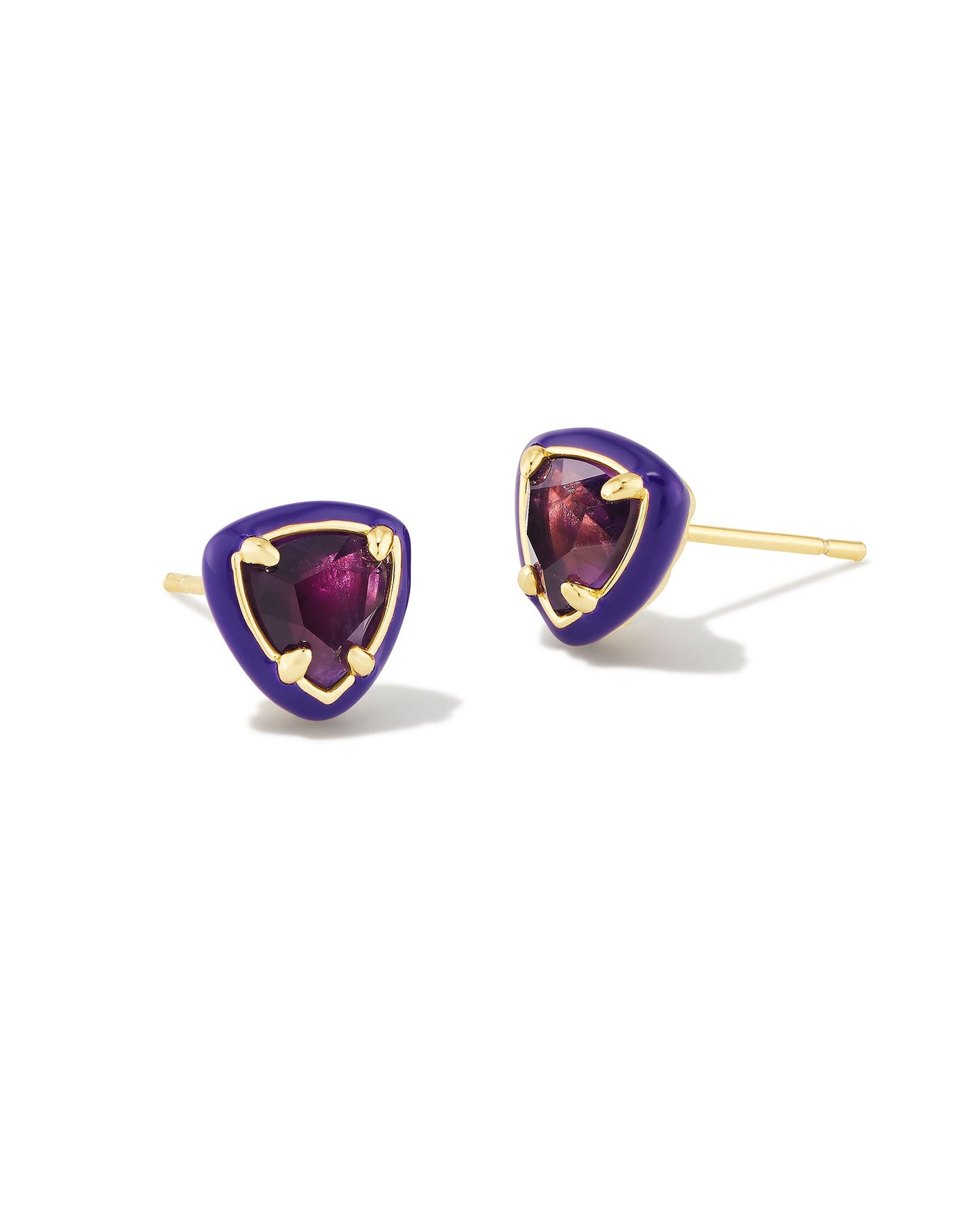 Arden Enamel Framed Stud Earrings | Gold & Amethyst