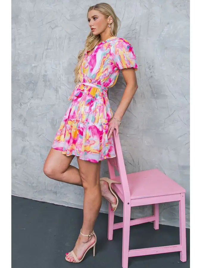 Tie Dye Woven Mini Dress