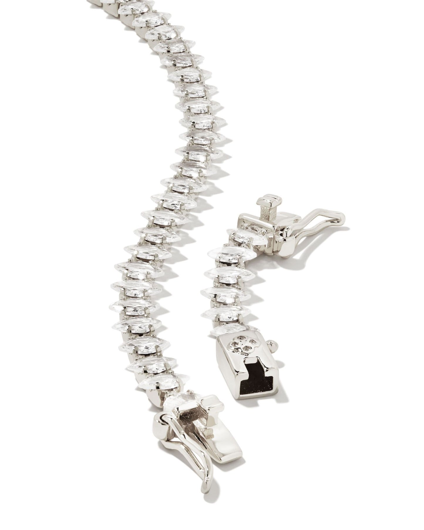 Larsan Tennis Necklace | Silver & White Crystal