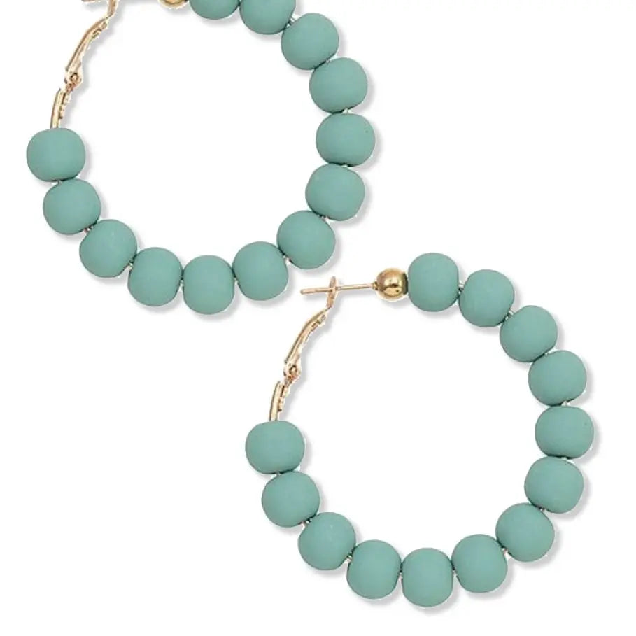 Mint Clay Beaded Hoops