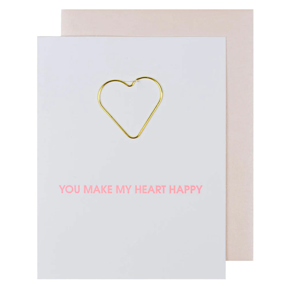 Heart Happy Paperclip Letterpress Card