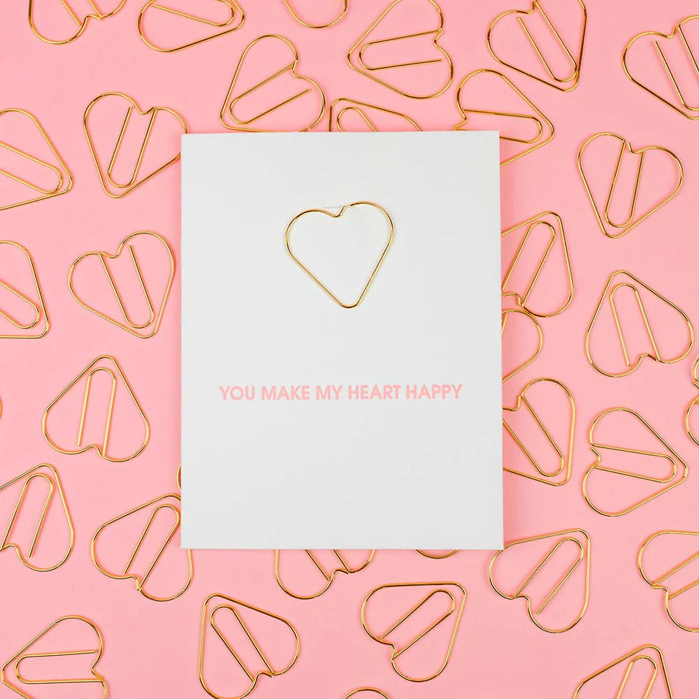 Heart Happy Paperclip Letterpress Card