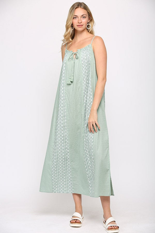 Sleeveless Maxi Dress with Tassel Tie and Side Slits