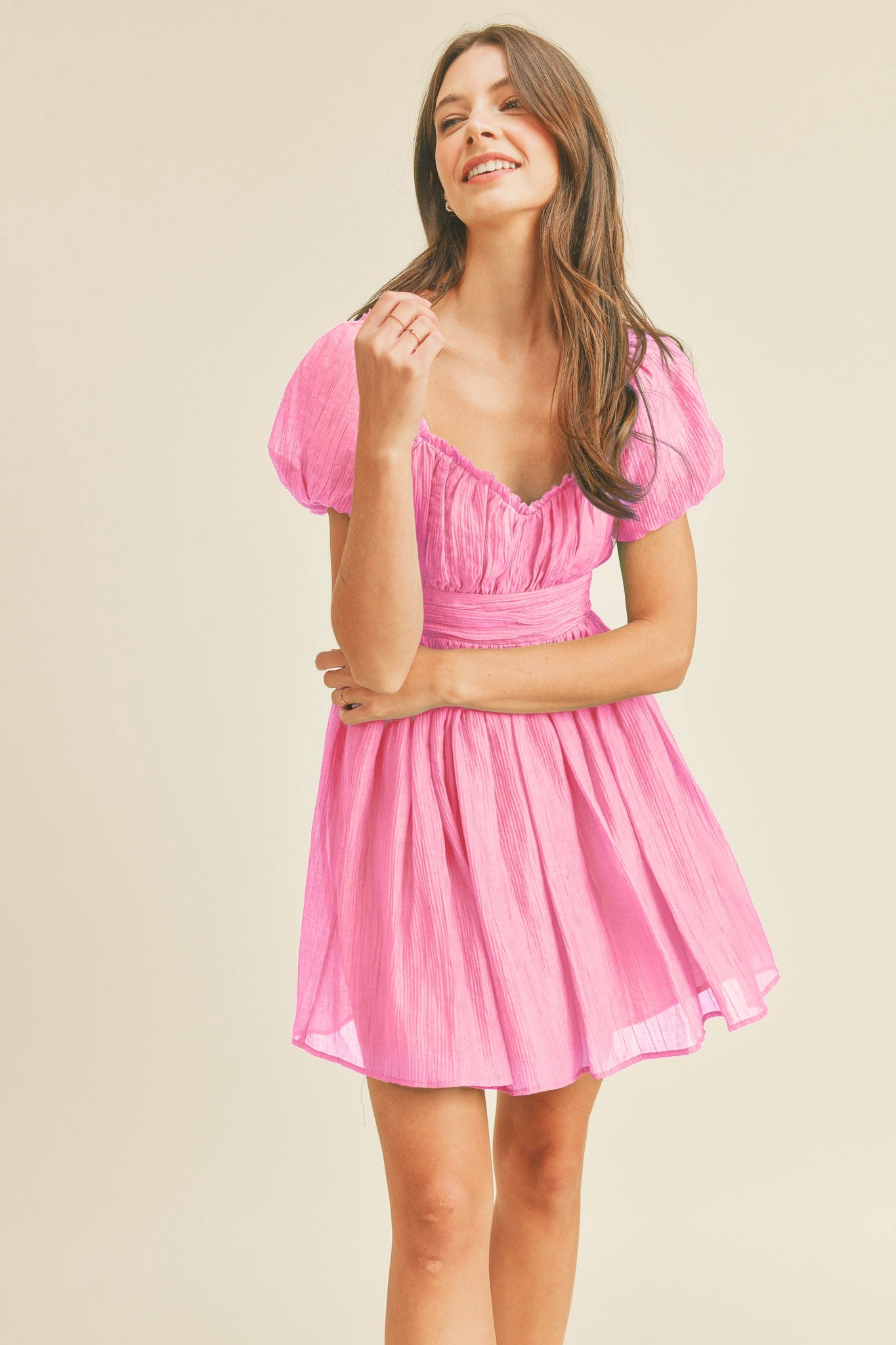 Lace Up Back Mini Dress
