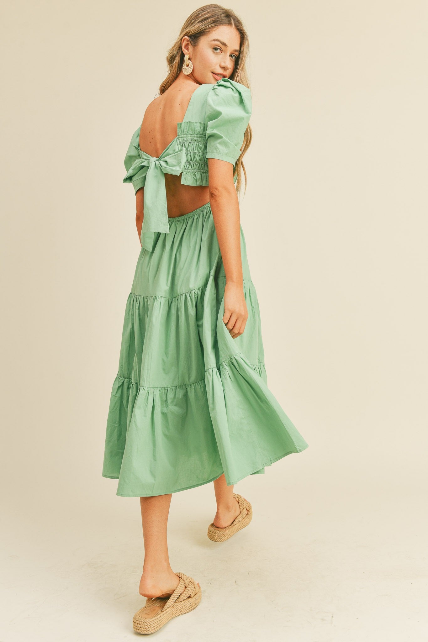 Smocked Tiered Midi Dress
