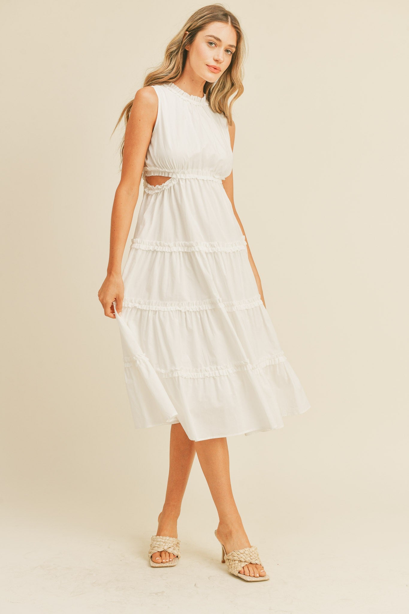 Ruffled Tiered Cutout Dress