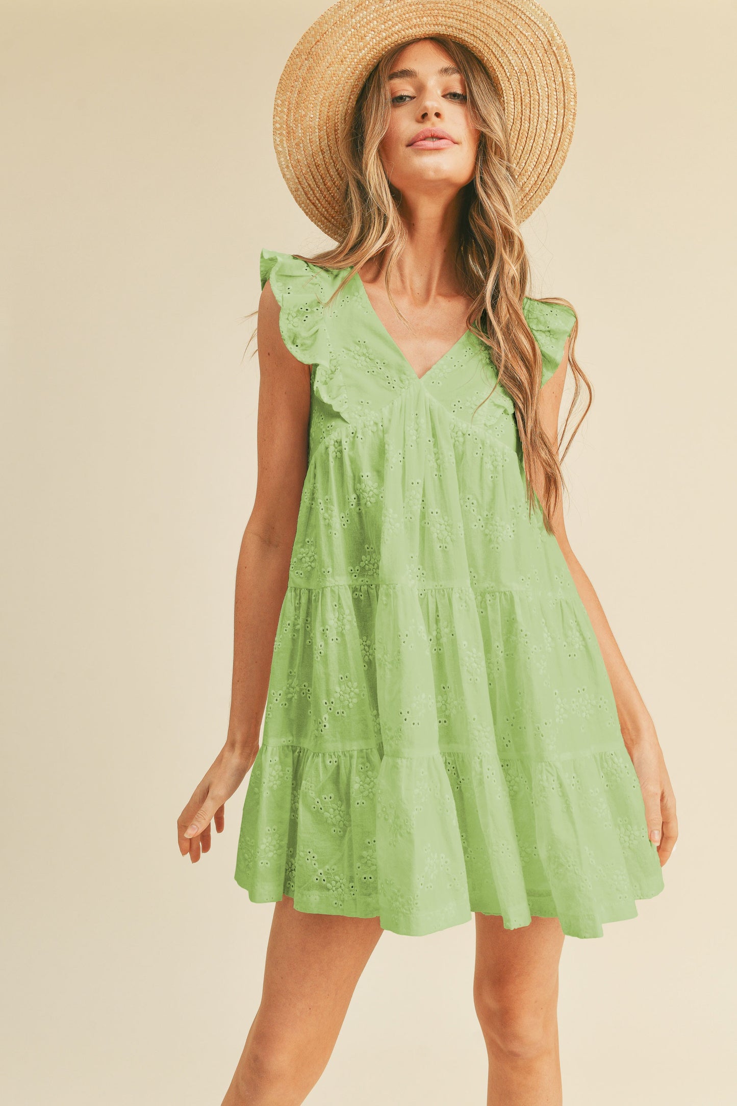 Eyelet Babydoll Mini Dress