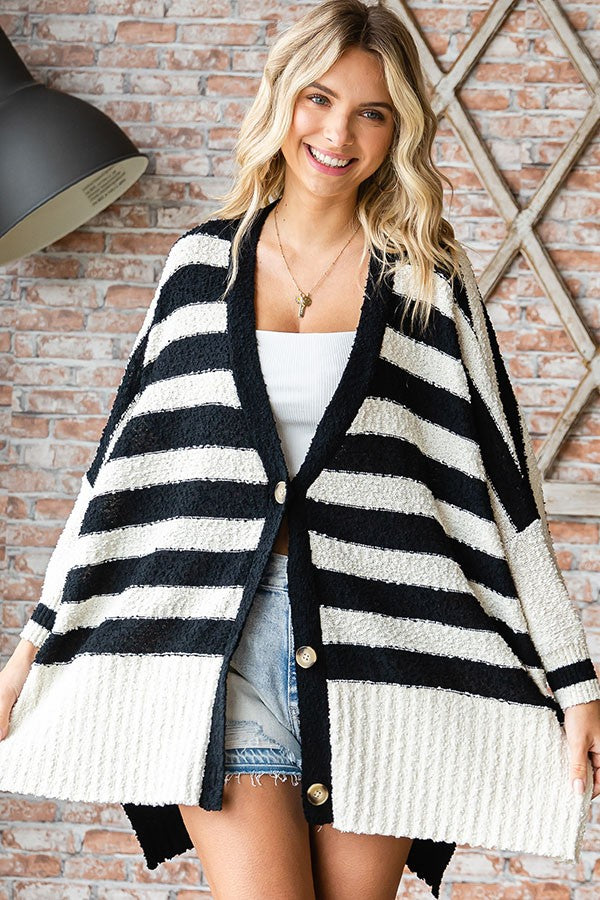 Plus | Striped Cardigan