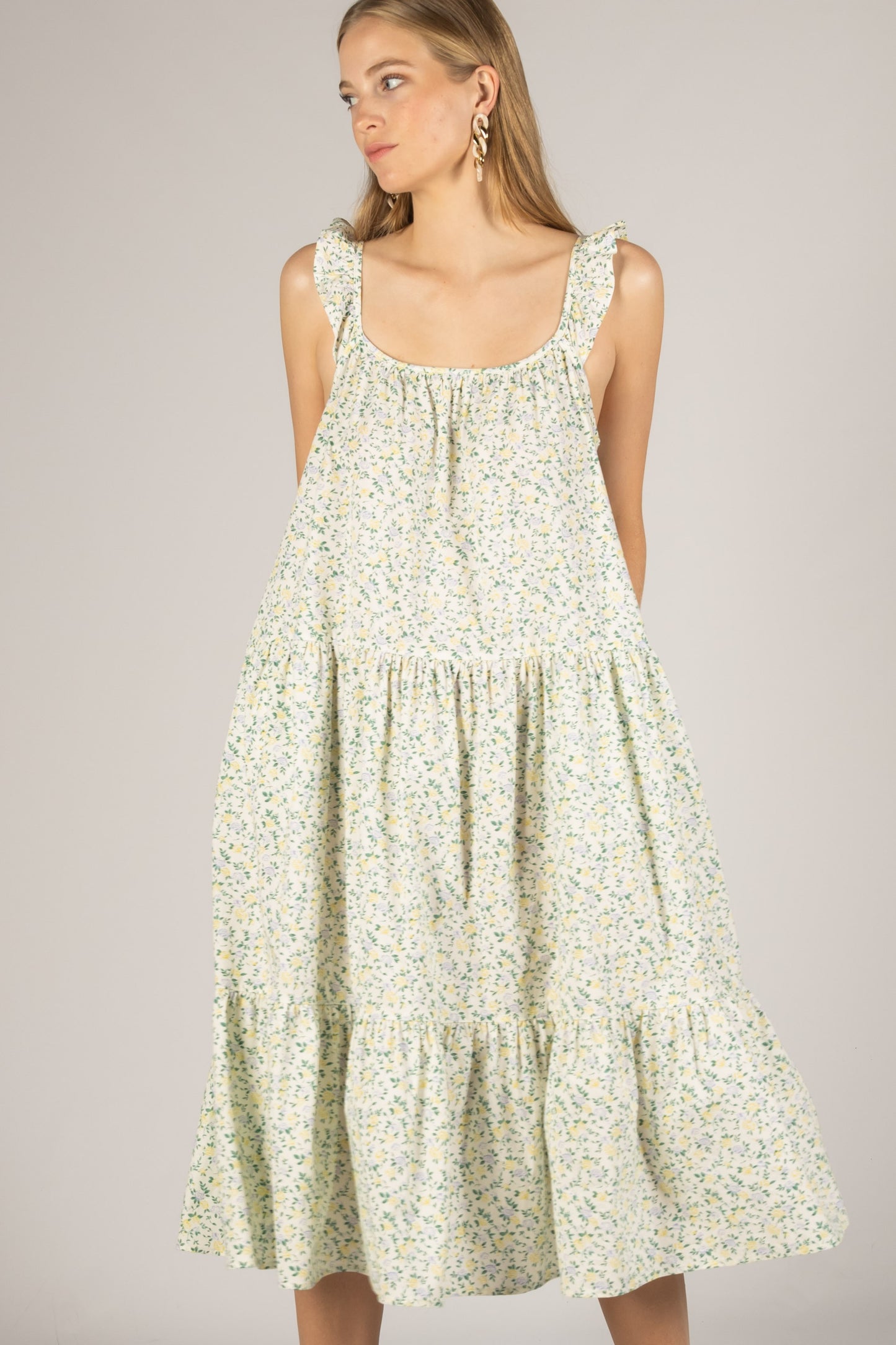 Poplin Ruffle Strap Dress