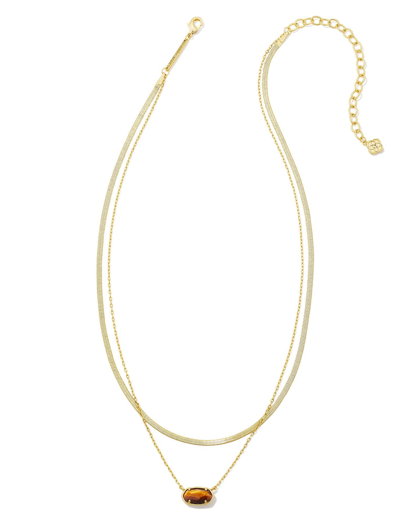 Grayson Herringbone Necklace | Gold & Brown Tigers Eye