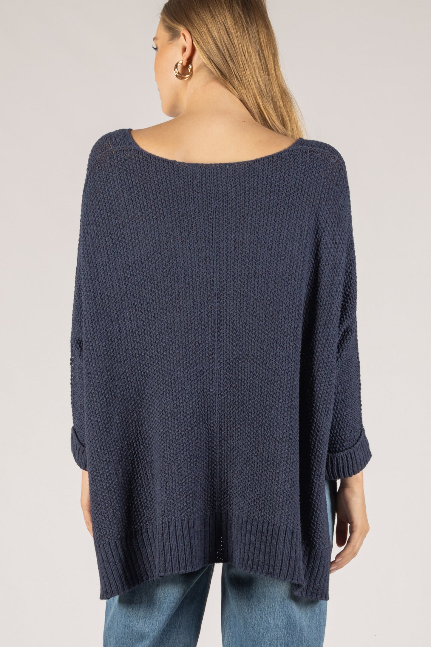 Knit 3/4 Sleeve V Neck Sweater Top