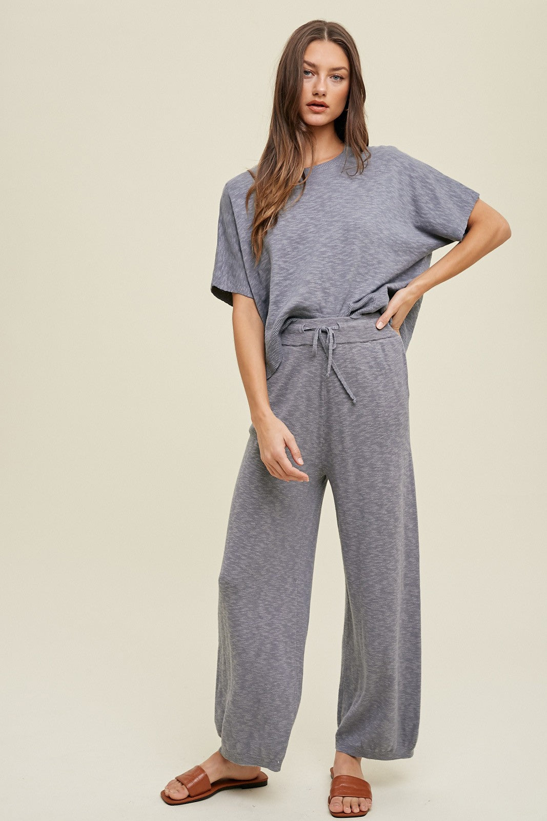 Two Piece Slub Sweater Set