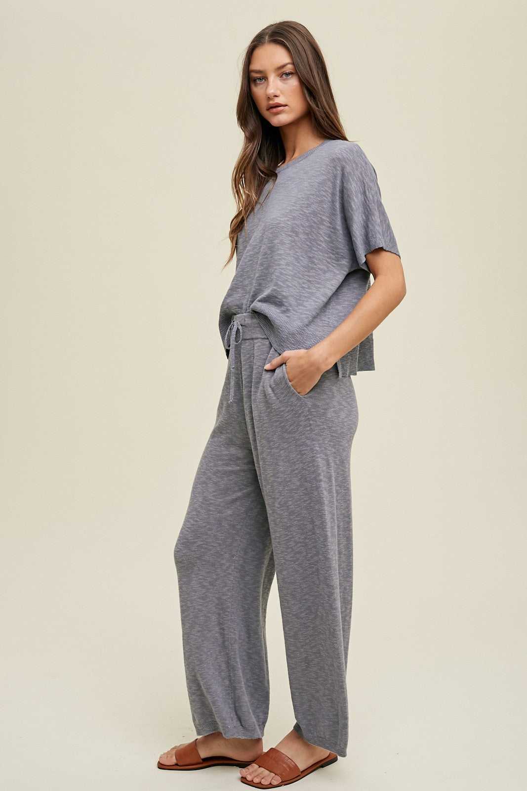 Two Piece Slub Sweater Set