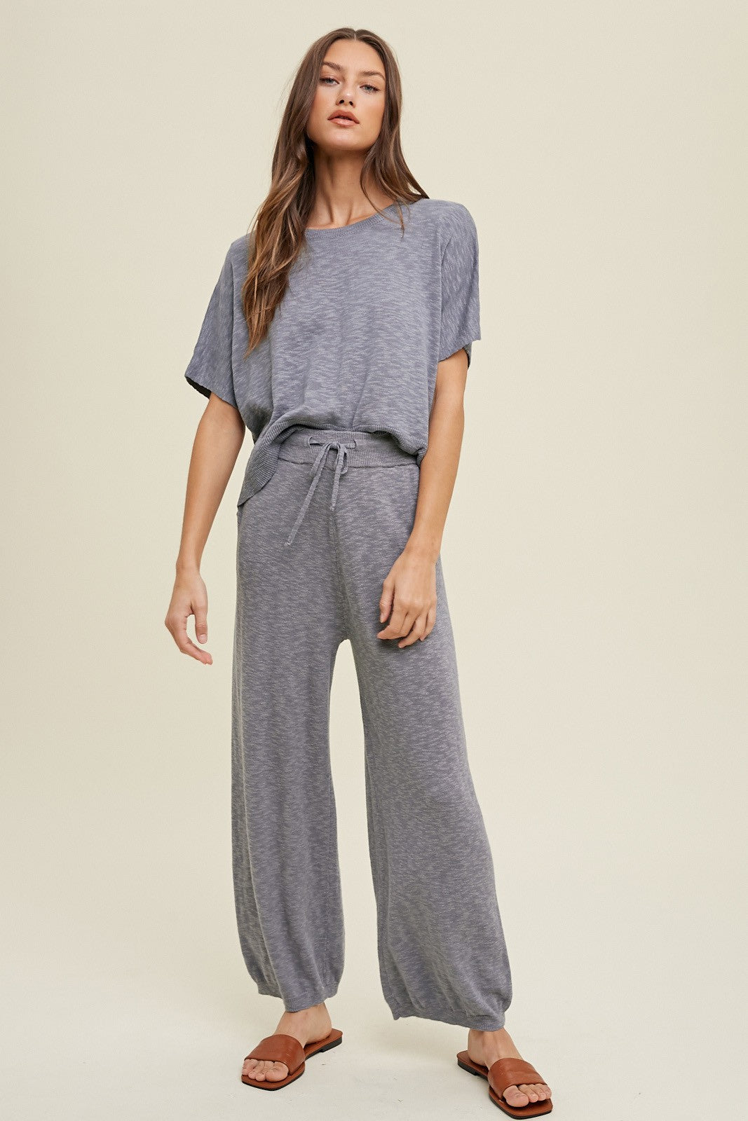 Two Piece Slub Sweater Set