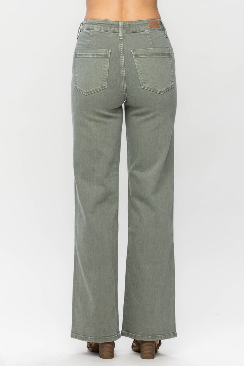 Plus | High Waist Garment Dyed Front Seam Straight
