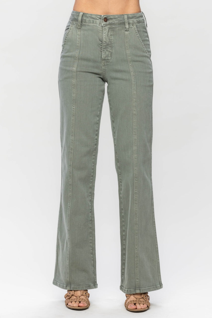 Plus | High Waist Garment Dyed Front Seam Straight