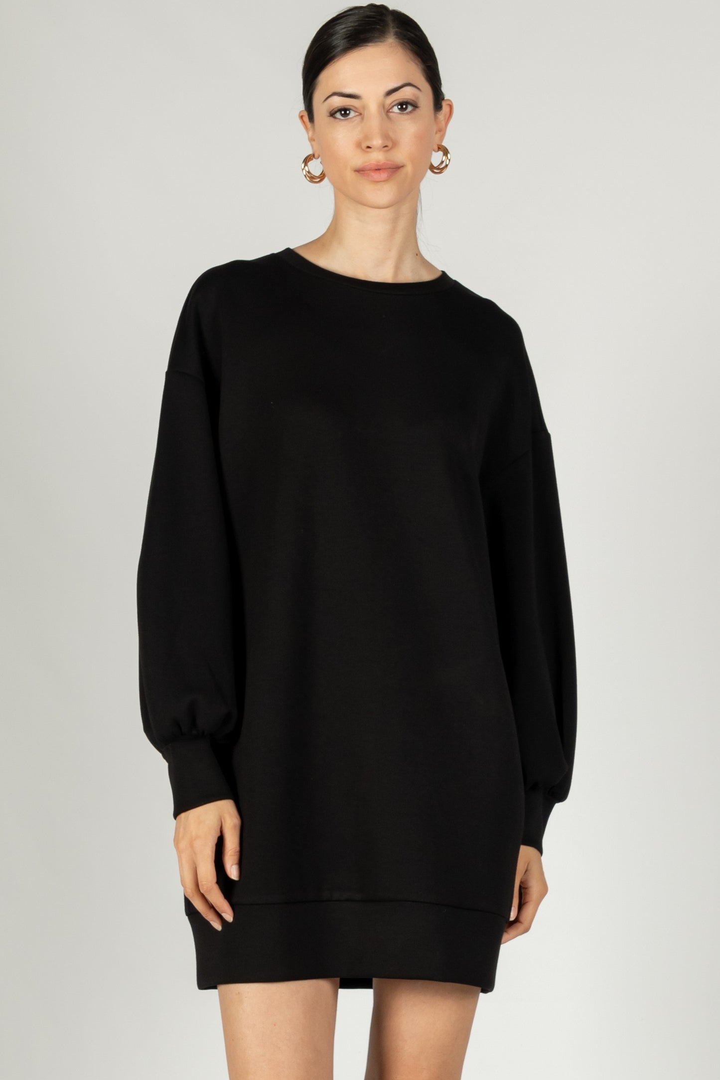 Scuba Dropped Shoulder Long Sleeve Dress