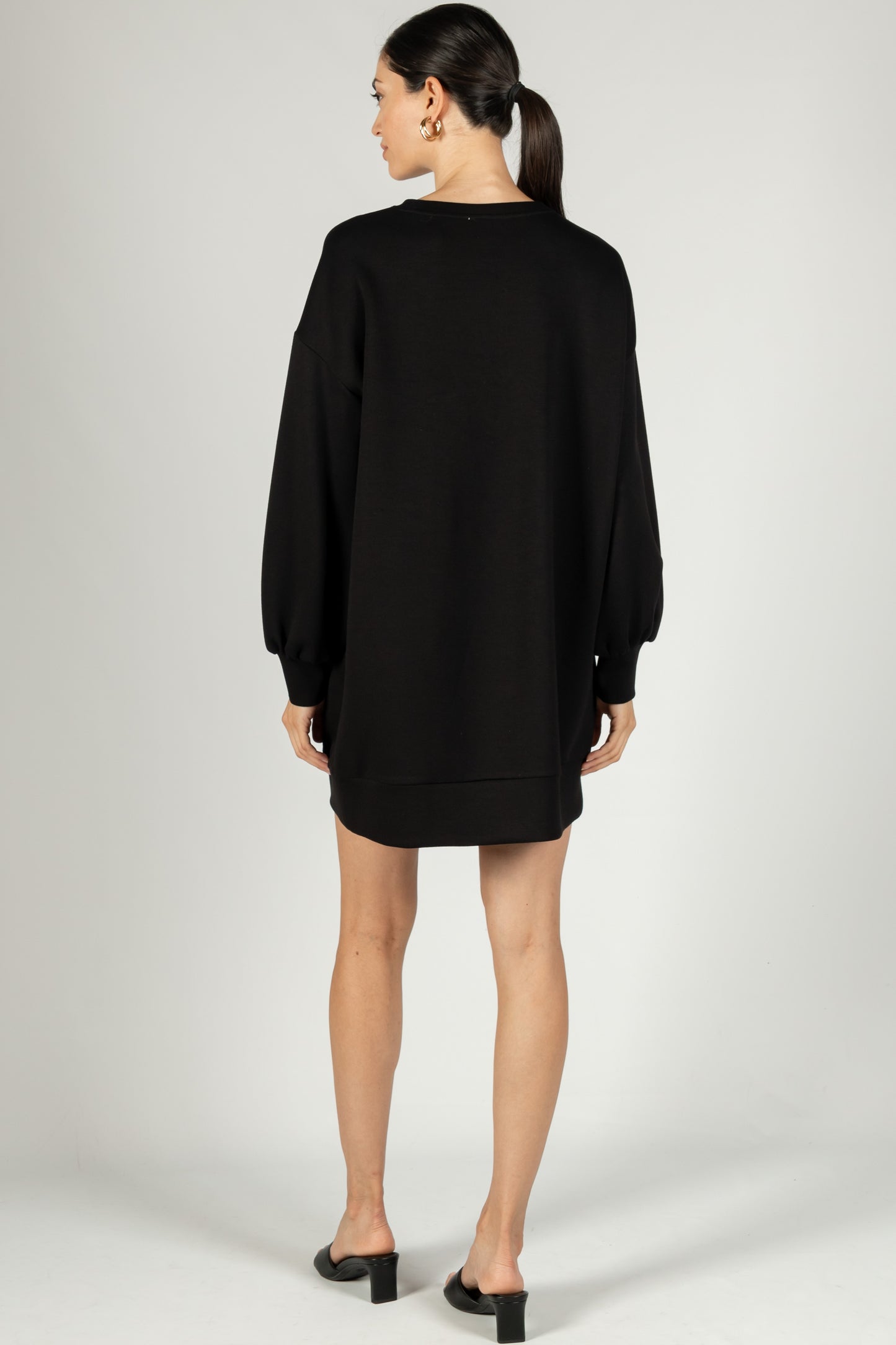 Scuba Dropped Shoulder Long Sleeve Dress