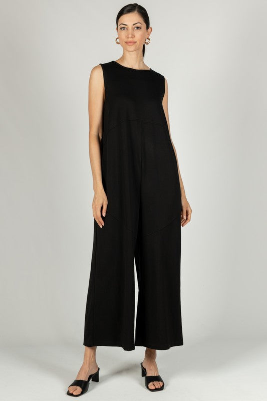 Scuba Binding Detail Sleeveless Jumpsuit