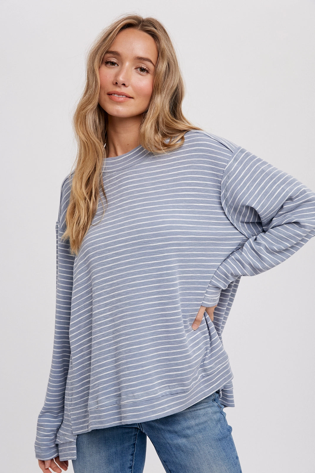 Crewneck Slouchy Stripe Top