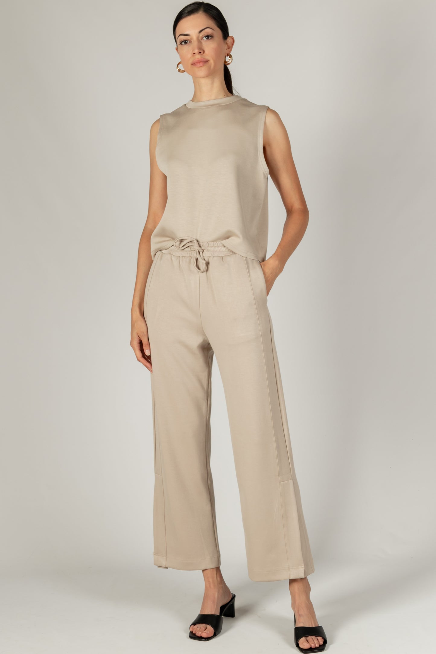 Scuba Side Binding Wide Leg Pants