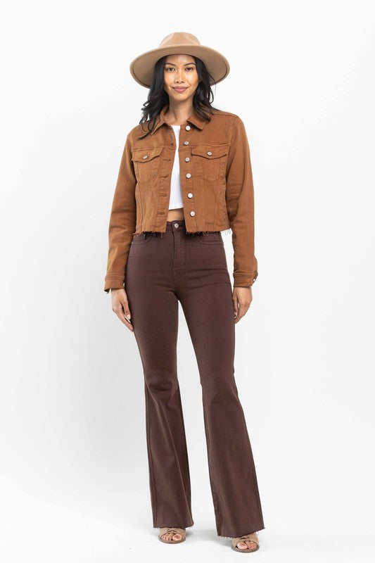 High Waist Tummy Control Garment Dyed Flare | Espresso