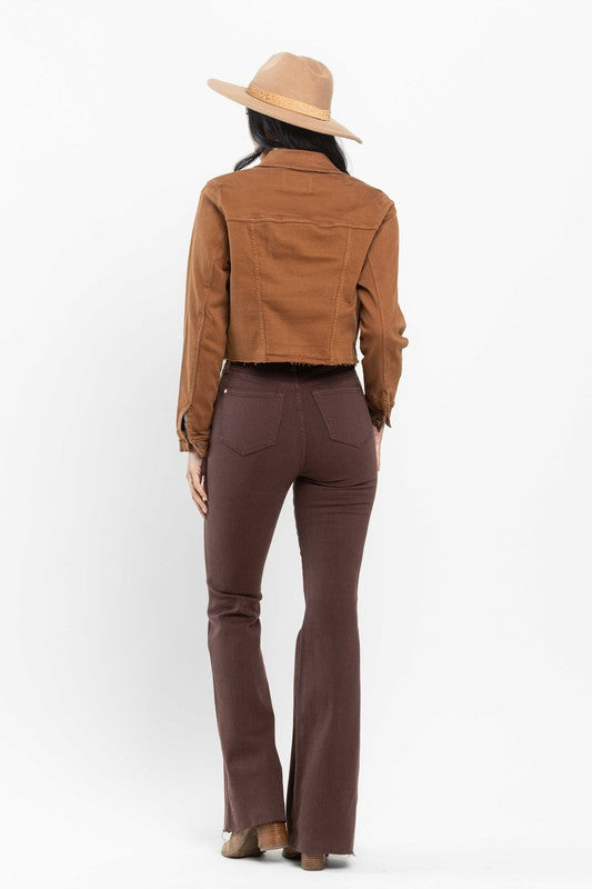 High Waist Tummy Control Garment Dyed Flare | Espresso