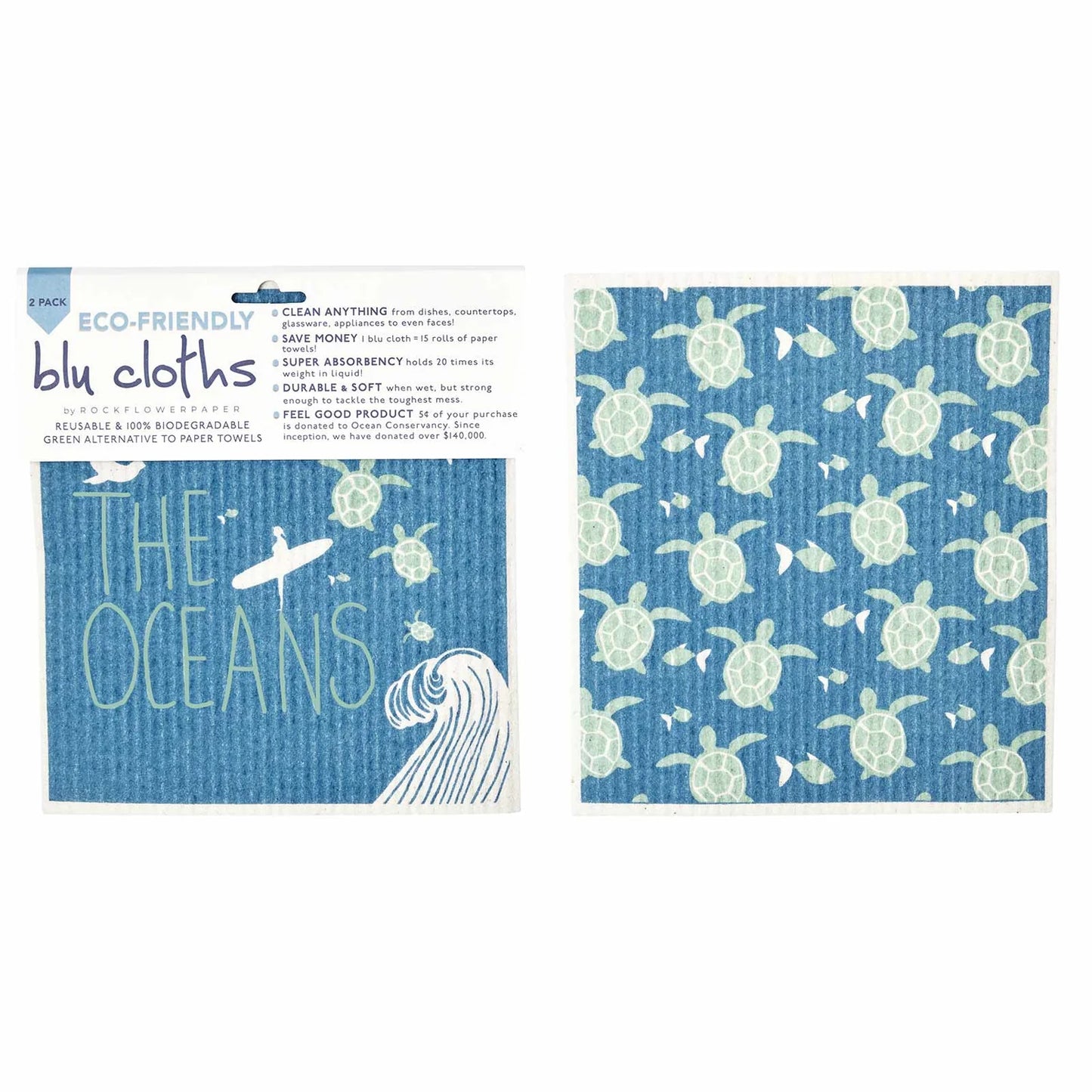 Eco-Friendly Blu Sponge Cloth Set of 2 | Save The Oceans