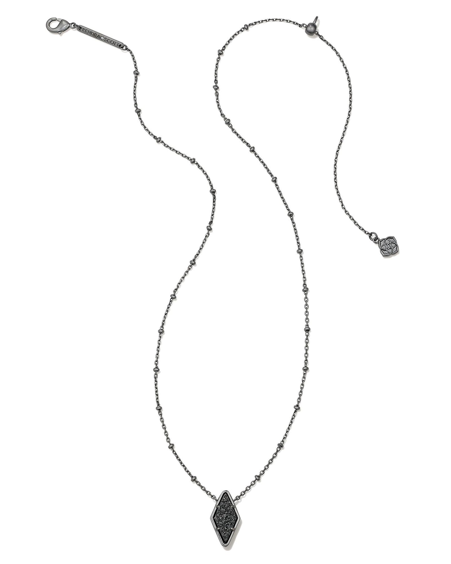 Kinsley Pendant Necklace | Gunmetal Black Drusy