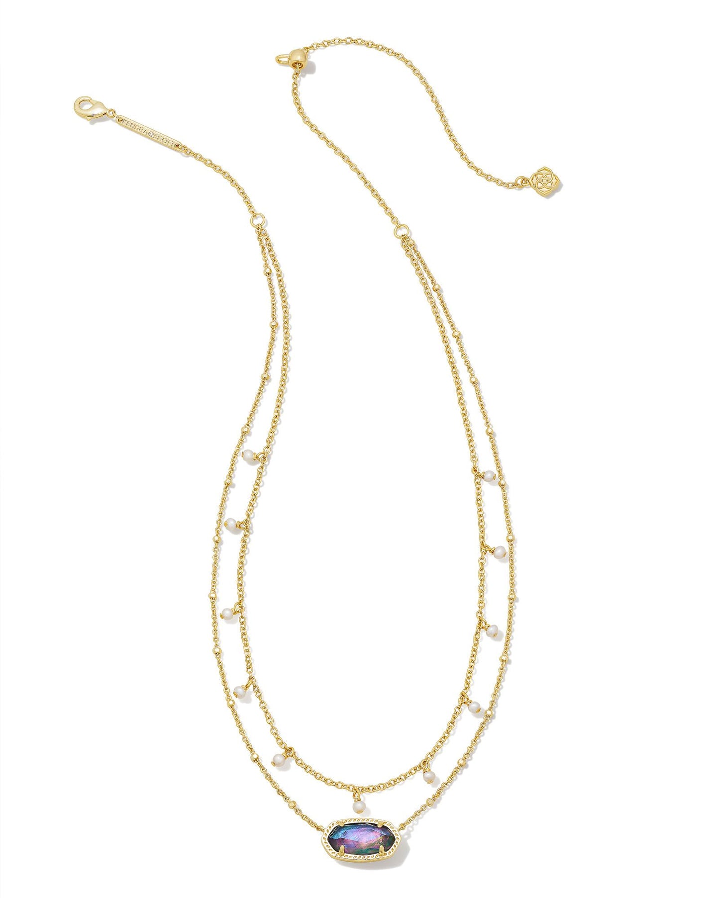 Elisa Pearl Multi Strand Necklace | Gold Lilac Abalone