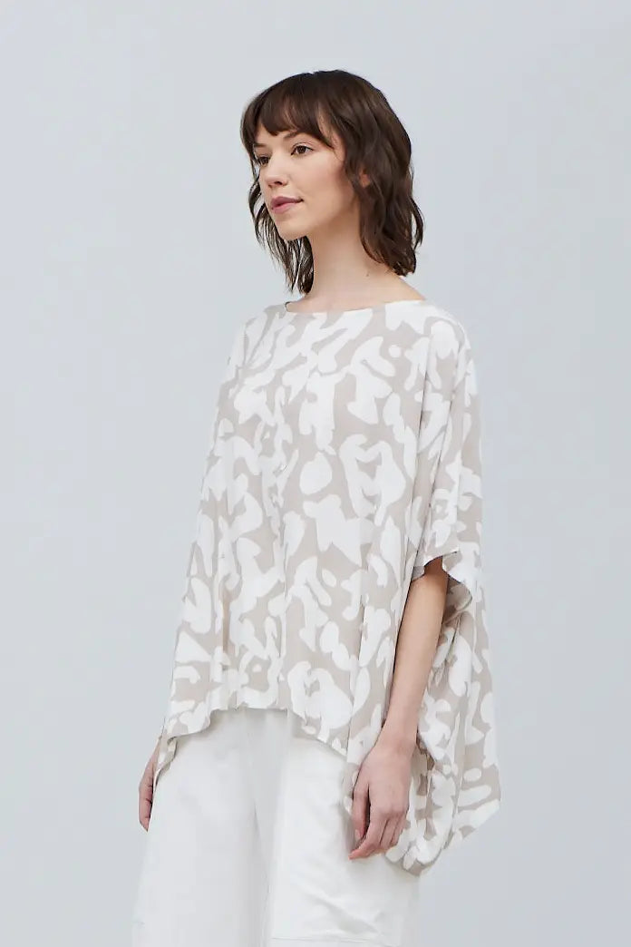 Rayon Print Boxy Blouse