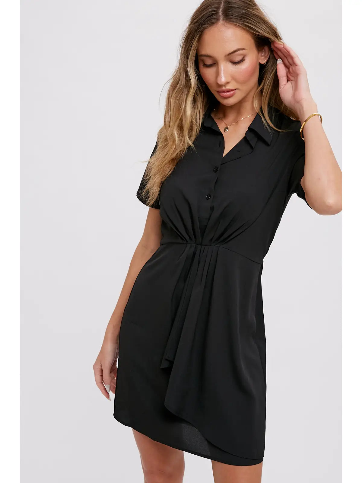 Ruched Shirt Dress