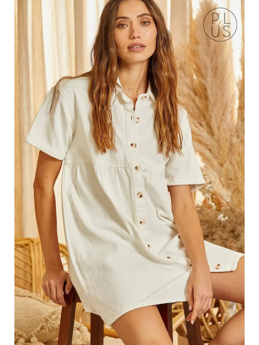 Plus | Button Down Babydoll Dress