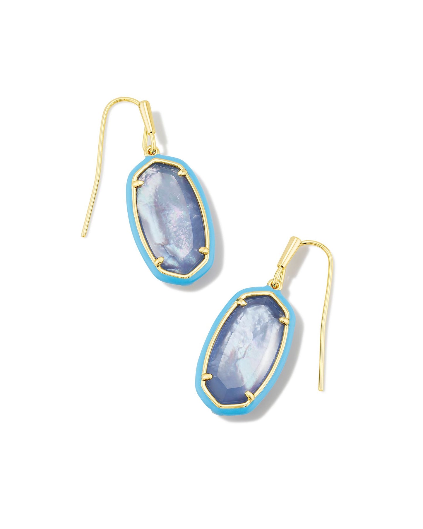 Dani Enamel Frame Earrings | Gold & Periwinkle Illusion