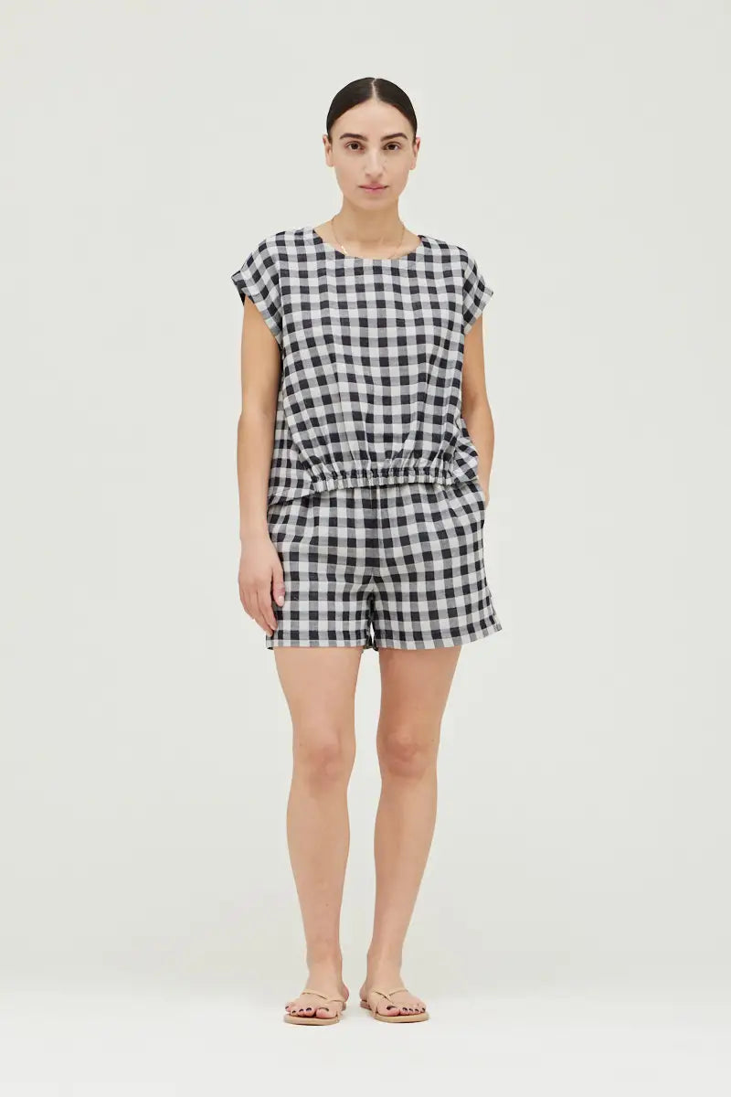 High Low Gingham Blouse