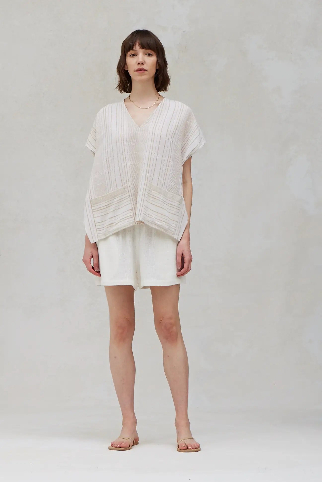 Stripe V-Neck Boxy Blouse