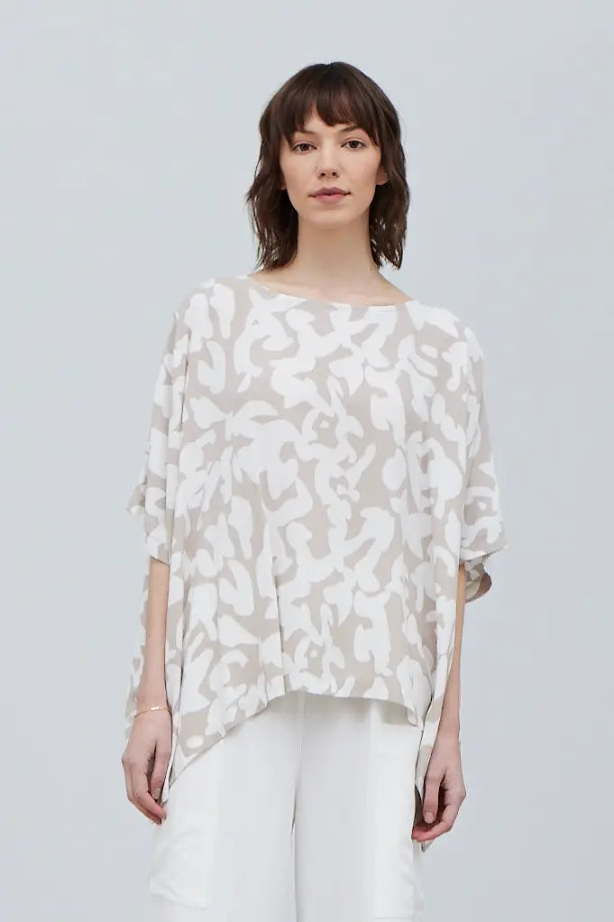 Rayon Print Boxy Blouse