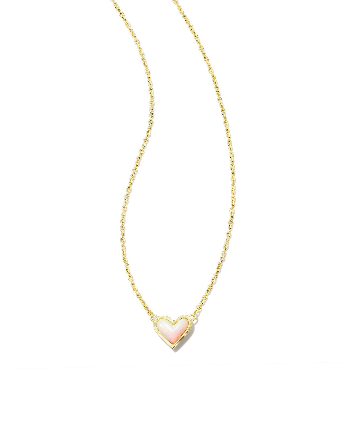 Framed Ari Heart Necklace | Gold White Opalescent Resin