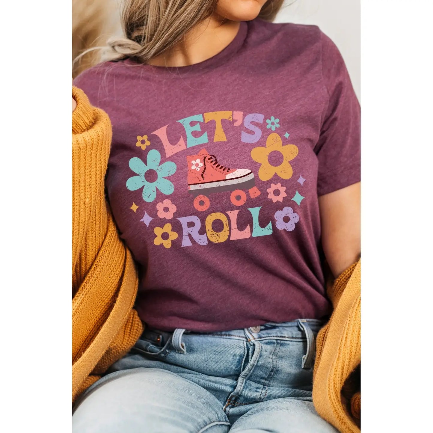 Let's Roll Roller Skate Graphic Tee
