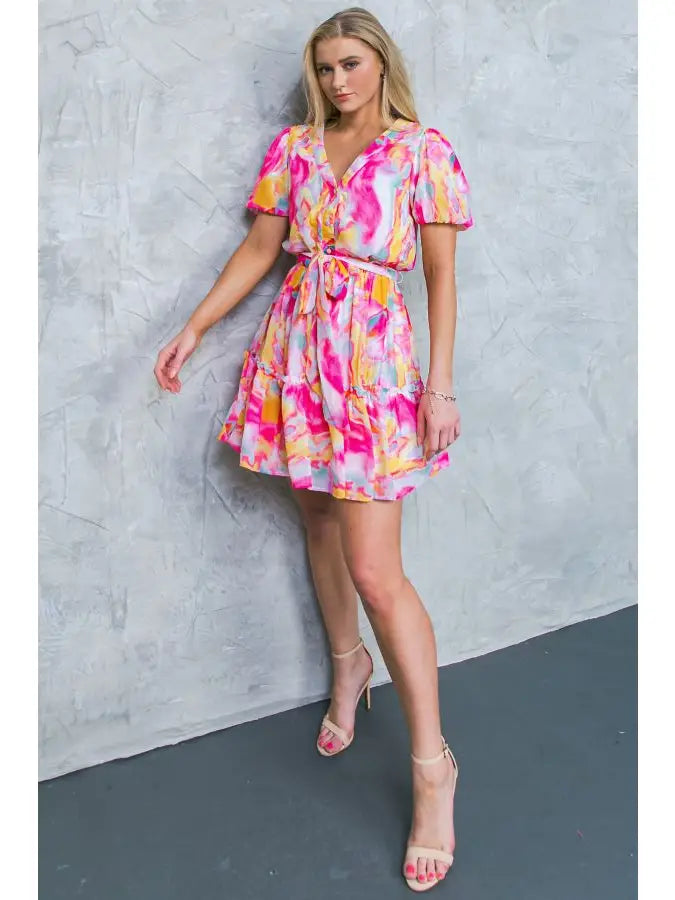Tie Dye Woven Mini Dress