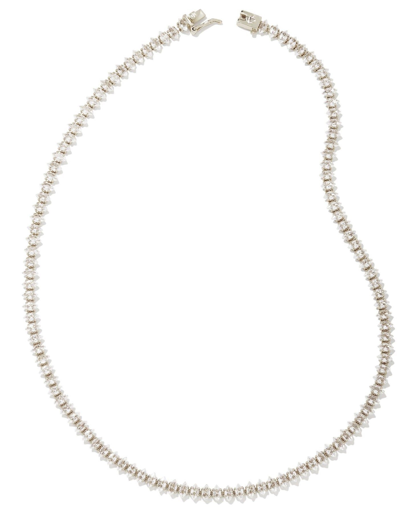 Larsan Tennis Necklace | Silver & White Crystal