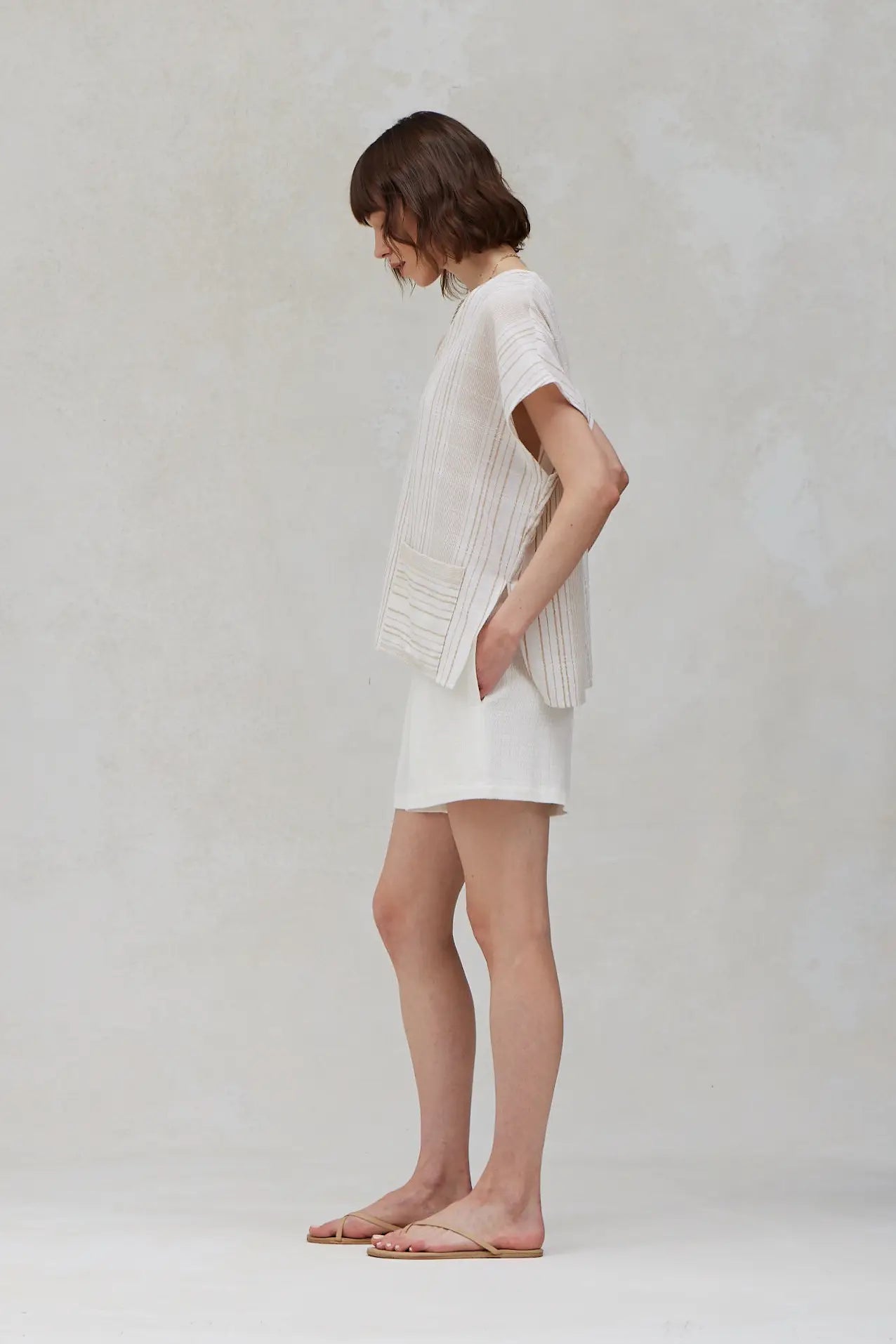 Stripe V-Neck Boxy Blouse