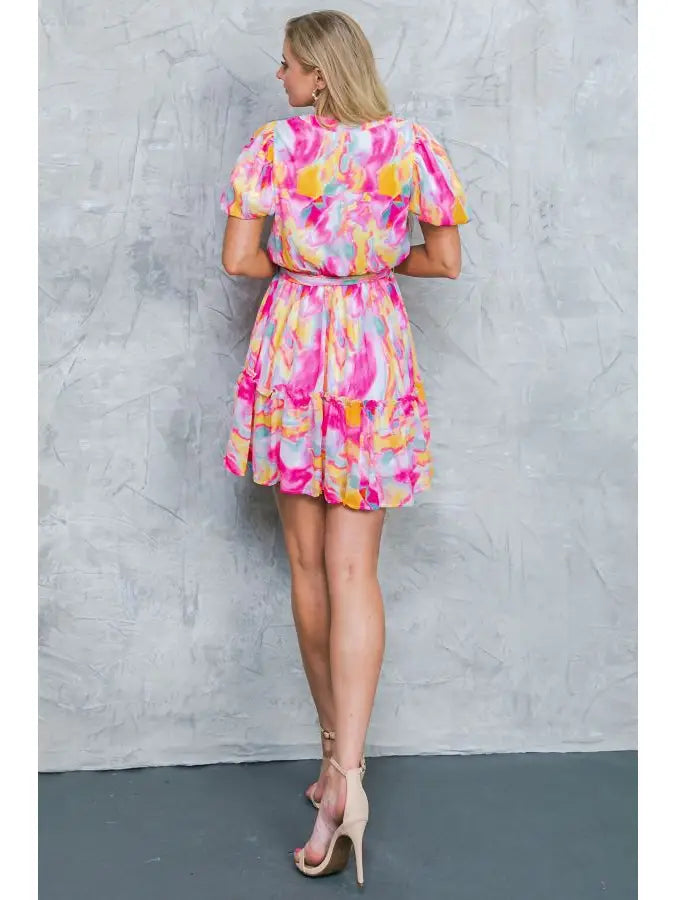 Tie Dye Woven Mini Dress