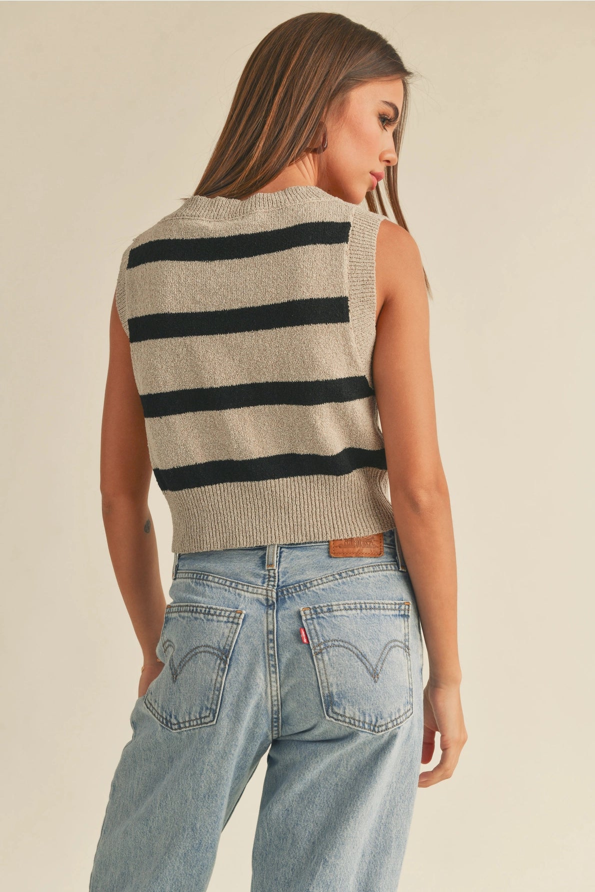 Striped Pattern Knitted Vest