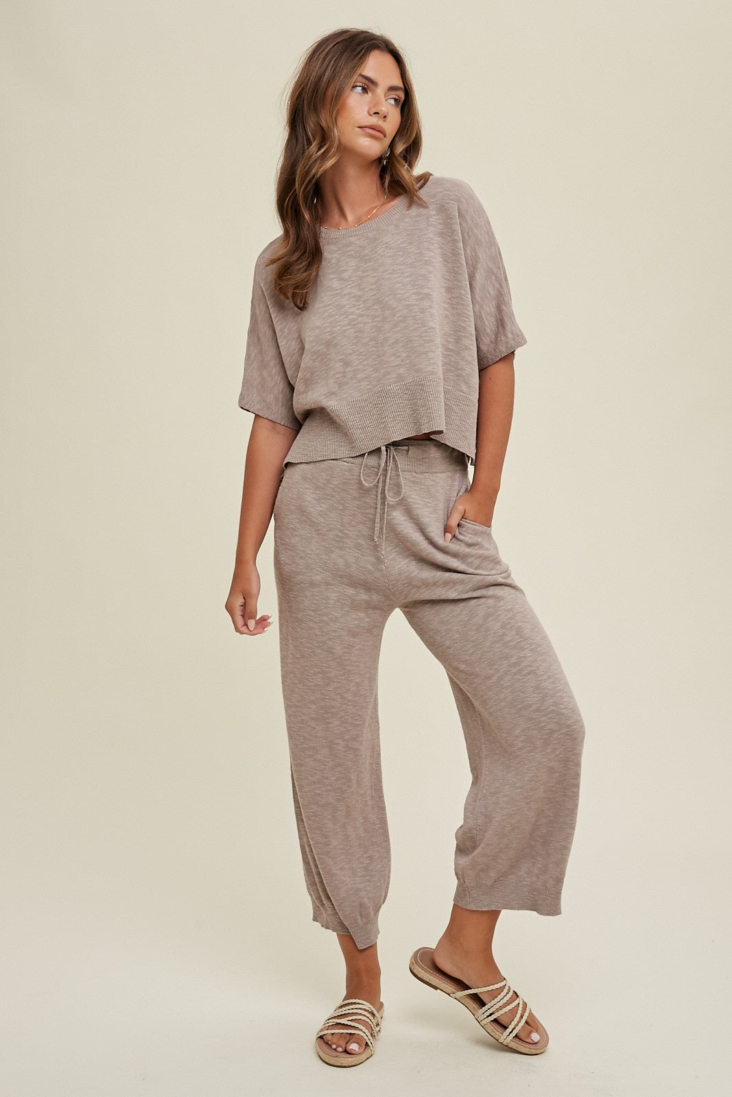 Two Piece Slub Sweater Set